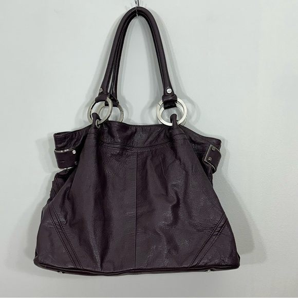 Kenneth Cole Brownish Purple Soft Leather Purse Shoulder Bag Magnetic Closing - Picture 1 of 16